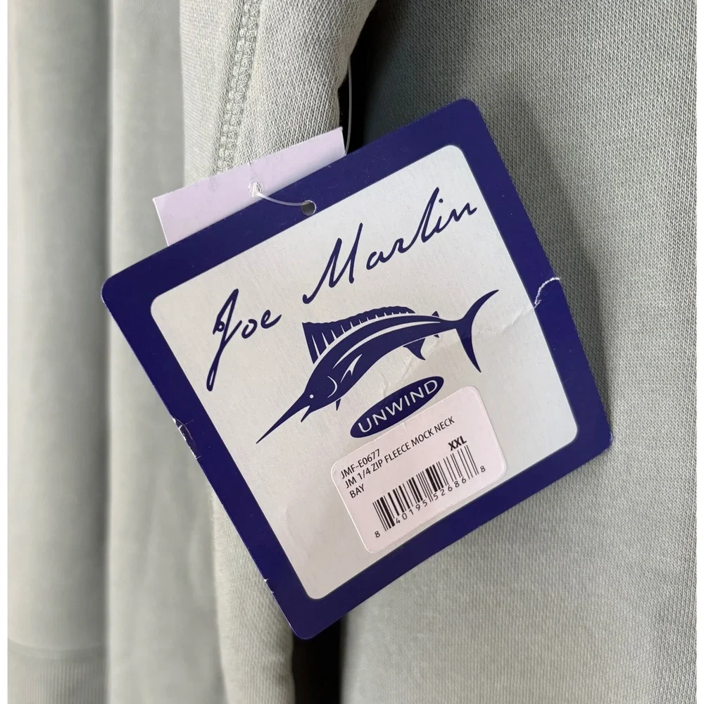 Joe Marlin Unwind Mens XXL 1/4 Zip Fleece Mock Neck Pullover Bay Green JMF-E0677